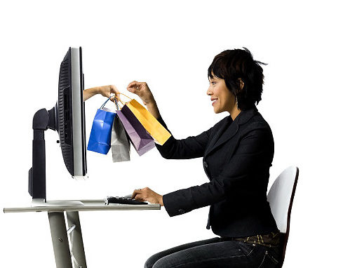 Woman shopping online.