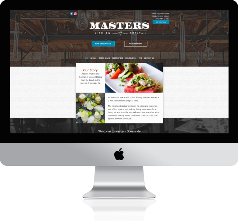 Masters Kitchen home page flashed on an iMac desktop monitor