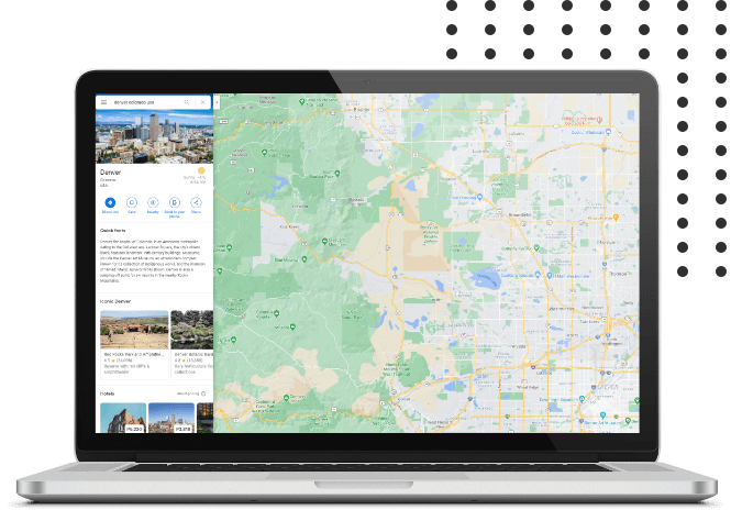 Denver Google Maps flashed on a laptop screen