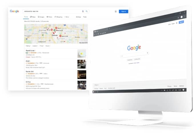 google map on desktop